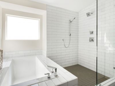 Contemporary Shower with Large Tiles